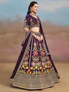 Ensemble ethnique indien prêt-à-porter brodé Lehenga Choli cousu pour filles et femmes - Product Image 2