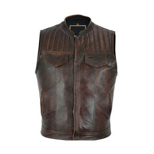 Gilet en cuir Veste coupe-vent en cuir pour motards OEM ODM Gilet en cuir pour hommes - Product Image 4