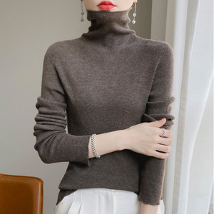 2024 nueva moda Casual mujer Lana Bottoming camisa Otoño Invierno cuello alto negro apretado suéter nuevo estilo suéter interior - Product Image 2