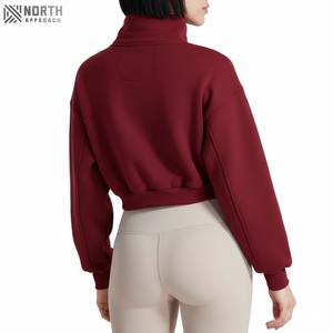 Latest Design Fashionable 100% Cotton Pullover Cropped Hoodie For Women Custom Logo Breathable New <b>Crop</b> <b>Top</b> For Girls Front Logo - Product Image 2