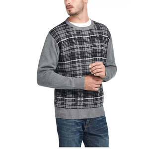 Maglione Vintage Extra Large da Uomo in Cashmere Grigio a Quadri, Resistente alle Intemperie, Lavorato a Maglia con Decorazioni Stampate e Logo per Inverno e Primavera - Product Image 3
