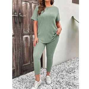Ropa de otoño para mujer, camisetas ajustadas con cuello redondo, conjunto de pantalones cortos, ropa de dormir, prendas de vestir de Color sólido, botón de pijama 100% algodón de BD - Product Image 1