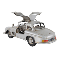 AJ083 - Modèle de voiture classique Mercedes Benz 300L Gullwing argentée, véhicule classique en bois peint à la main, objet de collection nautique pour la maison