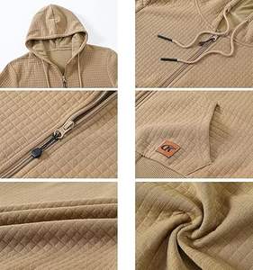 Sudadera con capucha de lana con cremallera sólida de algodón 100% personalizable para hombre, Sudadera ligera, chaqueta, moda cómoda y elegante - Product Image 3