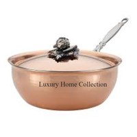 Réchauffeur d'aliments et de casseroles en métal Ruffoni de la plupart des modèles modernes et raffinés de luxe en acier inoxydable poli brillant avec laiton coulé