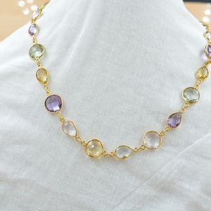 Collier multi pierres précieuses en argent sterling 925, fournisseur de gros de bijoux en pierres précieuses plaqué or pierres précieuses de haute qualité - Product Image 1