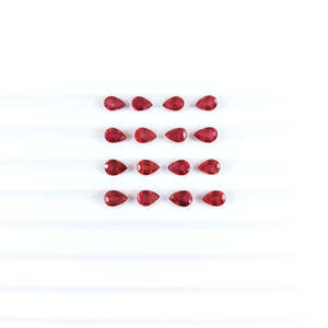 Natural Bangkok Ruby <b>Beads</b> 3x5mm & 4x6mm Faceted Pear Shape Heart Gemstone Lab Created & Heat Treated Loose Gemstone <b>Red</b> Color - Product Image 2