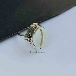 925 Sterling <b>Silver</b> Cowrie Shell <b>Ring</b> for Women High Quality Handmade <b>Statement</b> Diamond Wedding Engagement Gift - Product Image 4