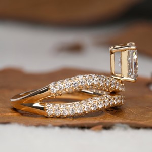 Bague de mariage en or 14K personnalisée pour GIA IGI Certified Lab Grown Radiant Cut Classic Personnalisé Engagement pour les fêtes - Product Image 4