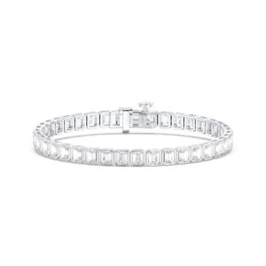 7.56 Carat Emerald Cut E-F/VVS-VS Moissanite Diamond Bezel Tennis Bracelet pour Femme Fabriqué en Platine Unique pour Elle - Product Image 1
