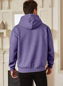 Sudaderas con capucha de algodón informales para hombre con cuello con cordón de manga larga Diseño de logotipo personalizado Sudaderas con capucha teñidas lisas de invierno - Product Image 6