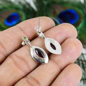 Pendientes de Botón con Piedras Preciosas de Granate Chapados en Oro para Niñas y Mujeres, Plata de Ley 925, Joyería de Aniversario - Product Image 4