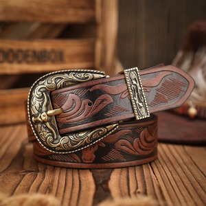 Ceintures en cuir pour hommes Casual Cow Hide Western Fashion Style Custom Logo Colorful Stainless Steel Buckle Woven Technics - Product Image 1