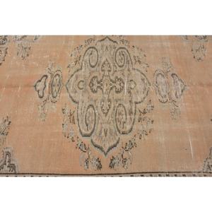 พรมตุรกีสีเบจสีน้ำตาลวินเทจแบบคลาสสิกขน5.6x8.5ฟุตรูปแบบการเย็บปะติดปะต่อกันด้านหลังเป็นรูปสี่เหลี่ยมผืนผ้าสำหรับ5685ข้างเตียง - Product Image 5