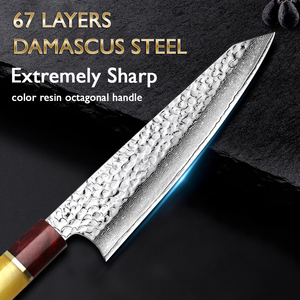 Venta al por mayor personalizado OEM ODM fábrica de cubiertos profesional japonés hecho a mano Damasco cuchillo de cocina cuchillo de Chef con mango de madera - Product Image 3