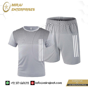 ชุดออกกำลังกายแขนสั้นกางเกงขาสั้น2ชิ้นแห้งเร็วชุดออกกำลังกายของผู้ชายชุดฤดูร้อน - Product Image 6