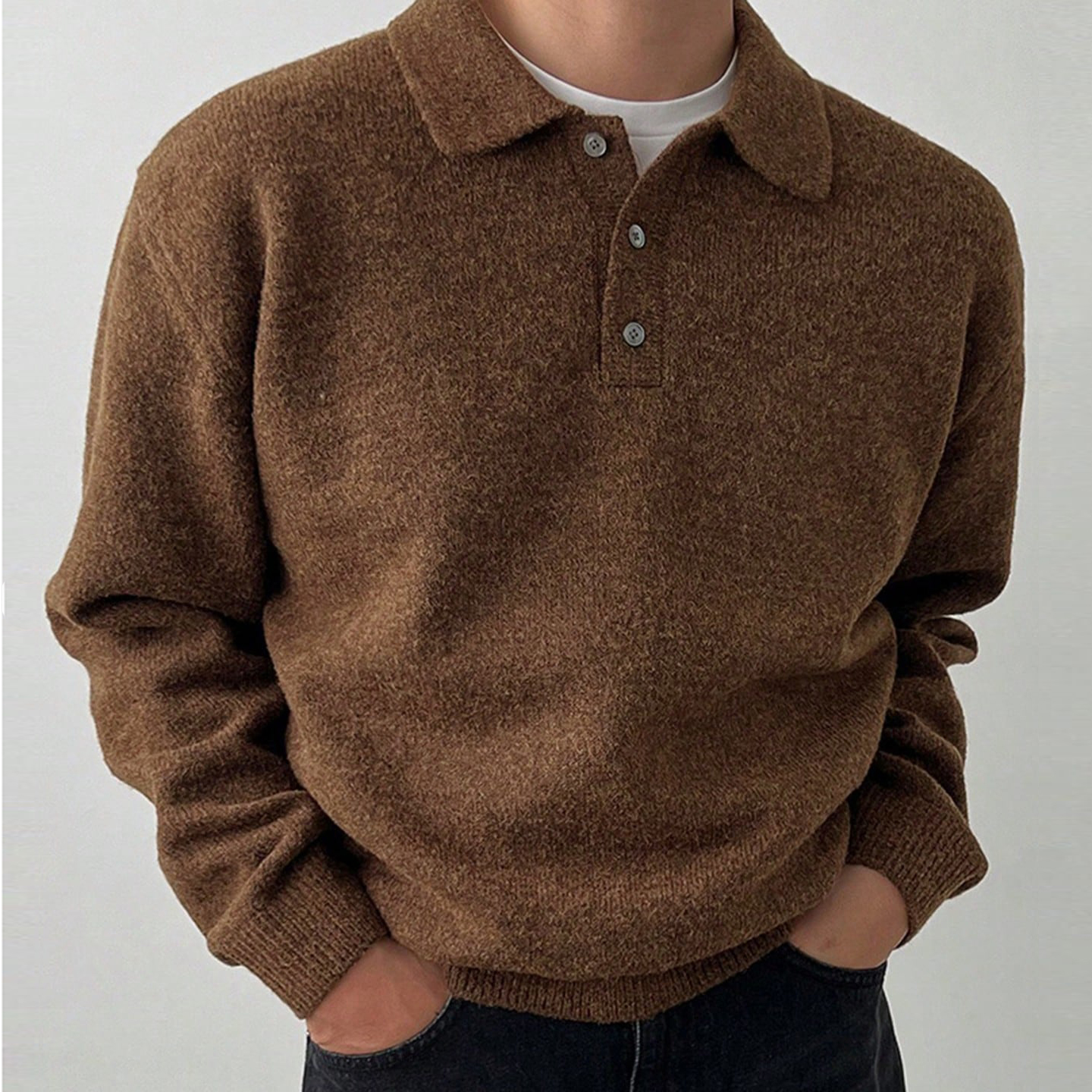 Custom Old Money Knit Personalized Men's Summer Breathable Wool Cashmere Solid Thick for Shirts Front Logo