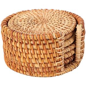 Creative <b>Round</b> Woven Jute Flax Oval Wicker Drink Coasters Dining <b>Table</b> <b>Mat</b> Heat Resistant Holder Hand From SCI - Product Image 3