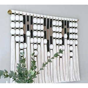 EL MAR Tapiz de Macramé Blanco y Negro, Hecho a Mano, Estilo Bohemio, Texturizado, Arte de Cuerda para Interiores Modernos, para Pasillos, Abstracto - Product Image 3