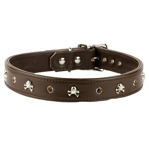 ปลอกคอสุนัขหนังแท้ลายทึบทำด้วยมือพร้อมกระดุมคริสตัลจาก Concho ทำงานดีไซน์ใหม่ - Product Image 2