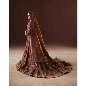 Robe Maxi Lehnga lourde de mariée indienne avec volants broderie de cristal travail manuel en pierre perlée pour la mariée tenue de mariage - Product Image 3