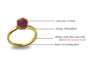 Anillo de tanzanita Natural, Plata de Ley 925, oro de Vermeil, piedra rugosa, oro electrochapado, GEMA, Plata de ley - Product Image 3