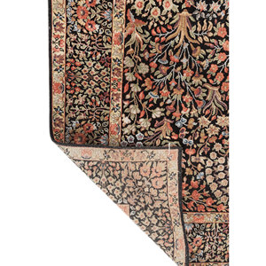Alfombra de Lana y Seda Anudada a Mano, Color Gris Aurora y Negro, Diseño Floral AKWS-13043, Rectangular, para Pasillo, Sala de Estar, Diseño de Rompecabezas para el Hogar - Product Image 5