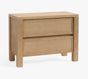 Muebles de cama minimalistas modernos, mesita de noche de madera de caoba y Suar de teca duradera en Color Natural para dormitorio, Hotel y Villa 220813 - Product Image 1