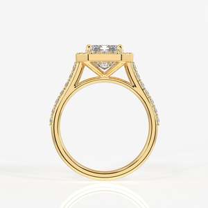 Sterling <b>Silver</b> <b>Emerald</b> Cut Moissanite Diamond Halo Engagement <b>Ring</b> Dazzling Wedding Band - Product Image 5