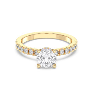 Bague de fiançailles solitaire en or massif pour femme, sertie de diamants moissanite taille ronde 1,35 carat E-F/VSS-VS - Product Image 1