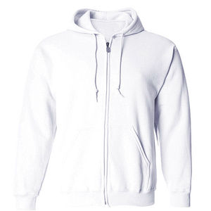 Sudadera con capucha de gimnasio de entrenamiento de Algodón 100% con logotipo personalizado para hombre, suéter de lana en blanco con patrón sólido y cremallera de cara completa para invierno - Product Image 1