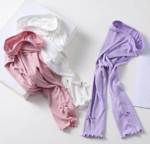 Leggings con lazo para niñas y niños al por mayor, pantalones elásticos, pantalones de lona para niños, ropa informal de Primavera de longitud completa, ecológica - Product Image 4