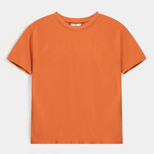 T-shirt en coton orange pour femme haut décontracté respirant à manches courtes avec col rond haut d'été à motif 3D coupe ajustée - Product Image 4