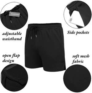 Pantalones cortos deportivos para hombre, novedad de verano, informales, sueltos, de malla, para gimnasio, para culturismo, Fitness, actividades al aire libre, antiarrugas, sólidos - Product Image 5