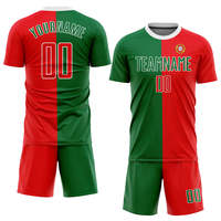 Uniforme de Fútbol Personalizado con Sublimación de la Bandera Canadiense en Rojo, Blanco y Negro, Jersey de Manga Corta con Protección UV