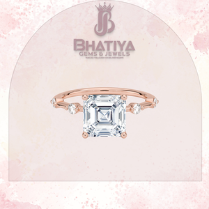 Anillo de Compromiso con Diamante de Laboratorio Corte Asscher, Chapado en Oro de 18k, Anillo Solitario con Piedra Decorativa, Joyería Fina Personalizada al por Mayor - Product Image 3