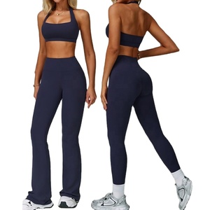 ชุดโยคะแบบใหม่ ดีไซน์เซ็กซี่โชว์หลัง พร้อมโลโก้ด้านหน้า เนื้อผ้านุ่มสบาย ระบายอากาศได้ดี กางเกงรัดรูป แห้งเร็ว เหมาะสำหรับออกกำลังกายและเล่นกีฬา - Product Image 1