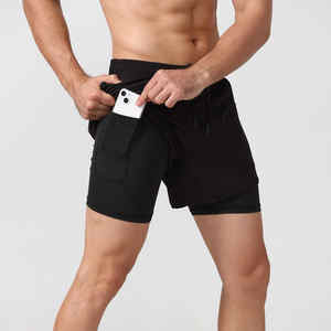 Short d'entraînement 2 en 1 de haute qualité avec poche arrière Short de sport athlétique respirant à séchage rapide Short de course pour hommes - Product Image 5