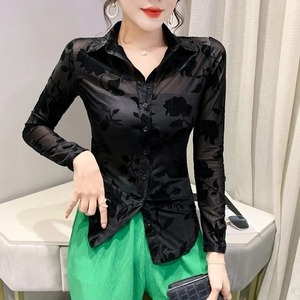 Camisas a cuadros de manga larga para mujer, blusa con bolsillo abotonado azul, blusas Retro informales con cordón y capucha, Camisas - Product Image 5