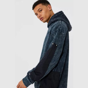 Fabricants de vêtements Streetwear Broderie personnalisée Vintage Lavage à l'acide Éponge française Distressed Rhinestone Lavage à l'acide Sweat à capuche zippé - Product Image 6