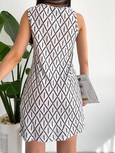 Printed Casual Mini Dress Sleeveless <strong>Fashion</strong> Mini Dress 2024 Summer New Elegant Club Prom Women Clothing