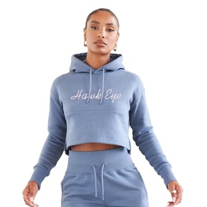 Sweat à capuche personnalisé Crop Top Polaire de Haute Qualité Imprimé Bouffant Vente en Gros Hoodies Ensemble pour Femmes - Product Image 1