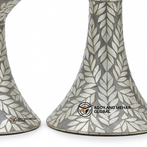 Proveedor indio ofrece juego de portavelas con incrustaciones de perlas madre hechas a mano, decoración del hogar reutilizable decorativa Floral Turquesa - Product Image 5