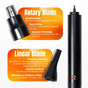 Tondeuse portable pour nez, oreilles et sourcils pour hommes et femmes, design élégant, lame rotative linéaire à double tranchant, fonctionne sur piles, utilisation confortable pour les voyages en camping-car - Product Image 5