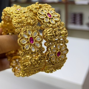 Classic High Quality Gold Plated Openable Two Set Of Bangles Wedding And Functions Occasions Wear Collection Women And <b>Girls</b> - Product Image 1