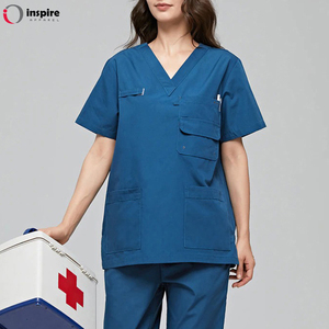 New Dress Summer Uniform Ladies <b>Scrub</b> Suit Solid Design <b>Scrub</b> Sets <b>Nursing</b> <b>Scrubs</b> Uniforms Sets by Inspire Apparel - Product Image 3