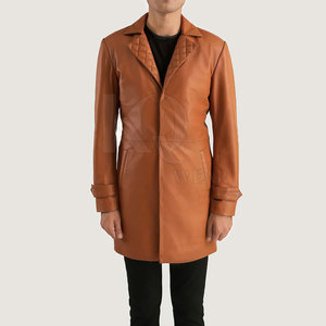 Abrigo de Cuero para Hombre, Estilo Trench, Elegante, Duradero, Corte Largo, Ideal para Invierno, Moda Urbana, Estilo Casual - Product Image 4
