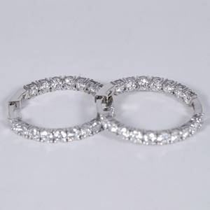 2,40 TCW corte redondo 925 pendiente de aro de moissanita de plata esterlina para mujer/ella - Product Image 5