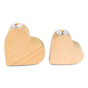 Wooden heart-shaped pine candle holder atmosphere Halloween Christmas decoration ornaments creative Valentine's Day decoration