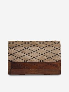 Pochette en bois marron et doré pour femmes - Product Image 2